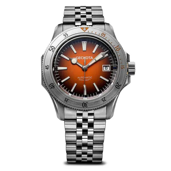Sea-Hunter Dive Watch Burnt Orange Steel Edition
