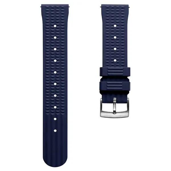 Waffle Pattern Rubber Dive Watch Strap - Deep Sea Blue