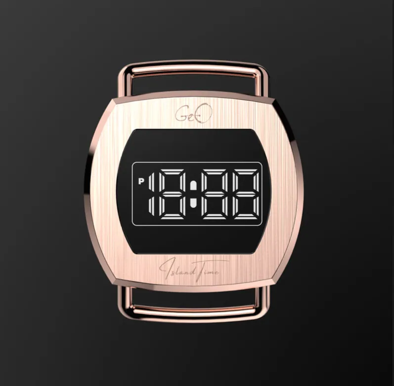 Geo Retro Future LED Digital Rose Gold Watch