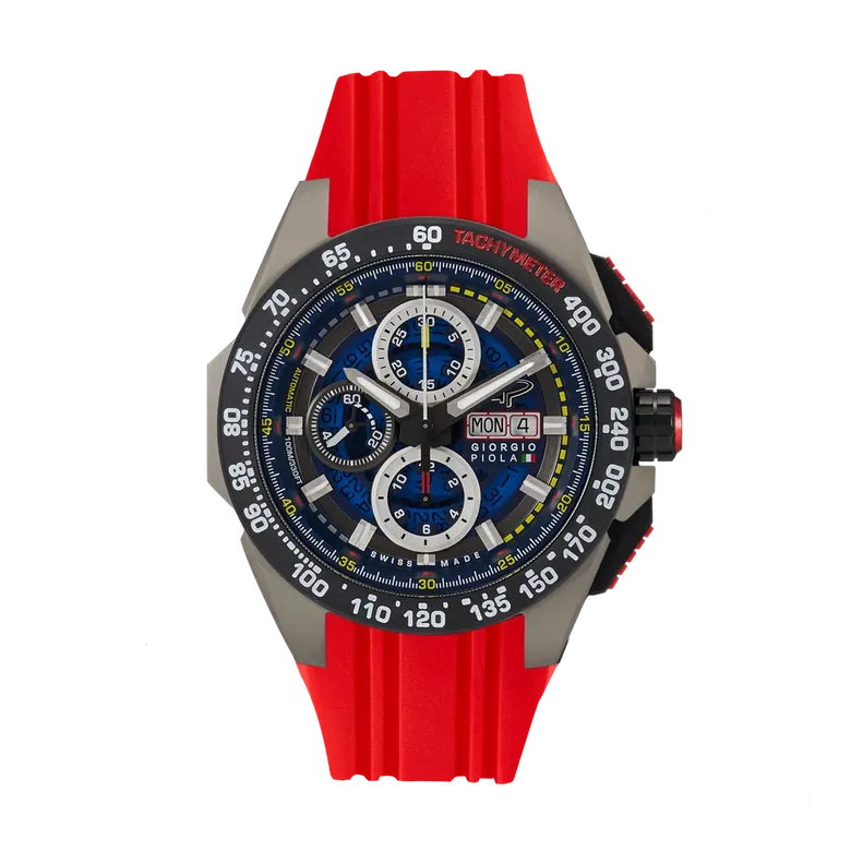 G5 Delta - Black-Red Automatic Titanium Swiss Sport Chrono Watch