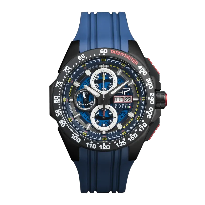 G5 Delta - Blue Automatic Titanium Swiss Sport Chrono Watch (Black PVD Coating)