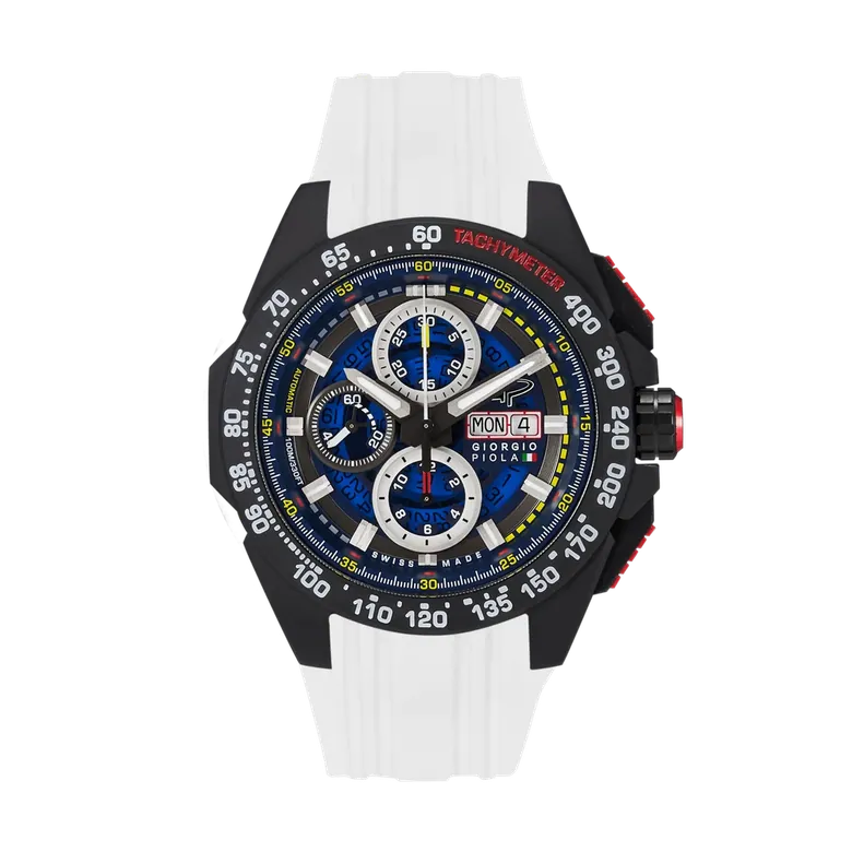 G5 Delta - Black-White Automatic Titanium Swiss Sport Chrono Watch (Black PVD Coating)