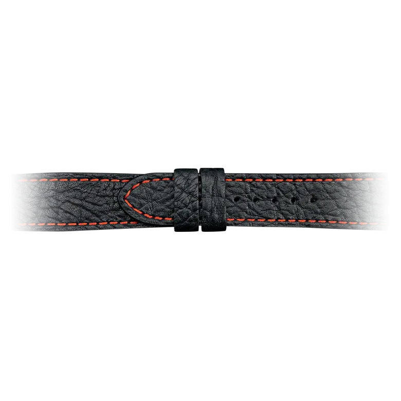 Black bull leather strap with red stitching by Giuliano Mazzuoli Watches