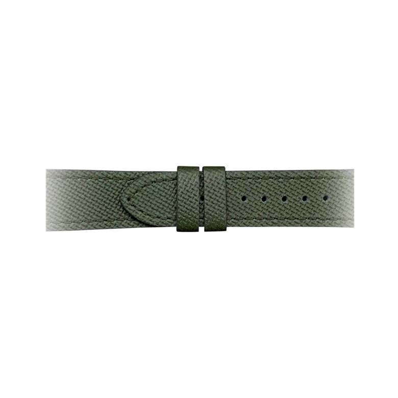 Green leather strap with canvas effect by Giuliano Mazzuoli Watches