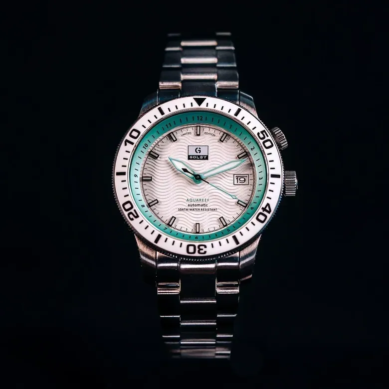 The White/Teal Golby Aquareef Dual Timer Watch