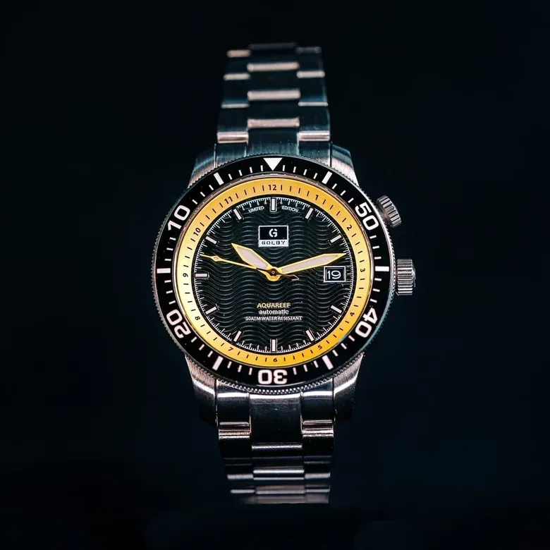 The Black/Yellow Golby Aquareef Dual Timer Watch.