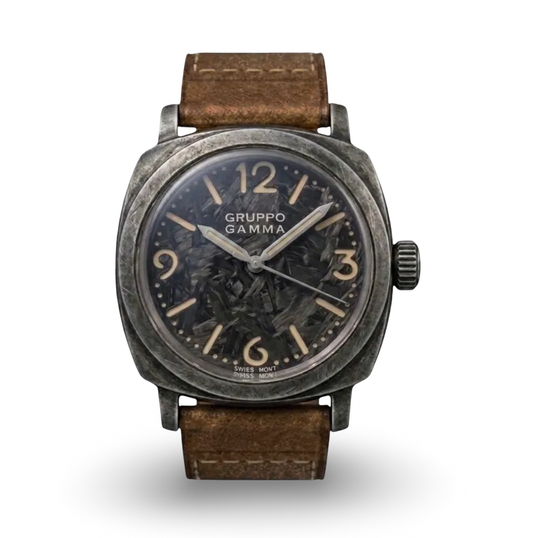 Genesis Aged Steel Automatic Dive Watch, Forged Carbon Dial | Gruppo Gamma