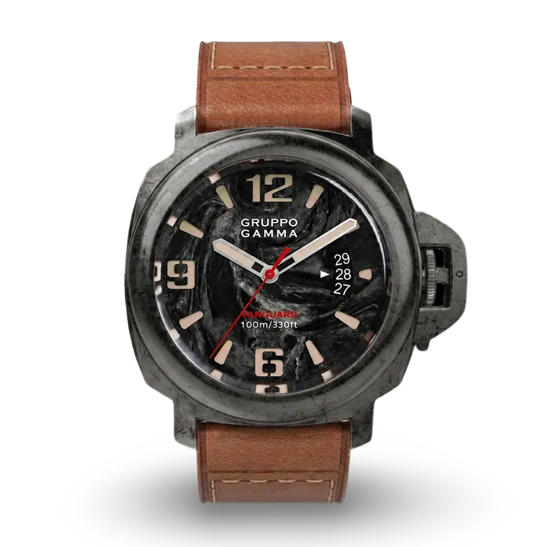 GRUPPO GAMMA VANGUARD Aged Steel con Data – Quadrante in Carbonio Forgiato Luminescente