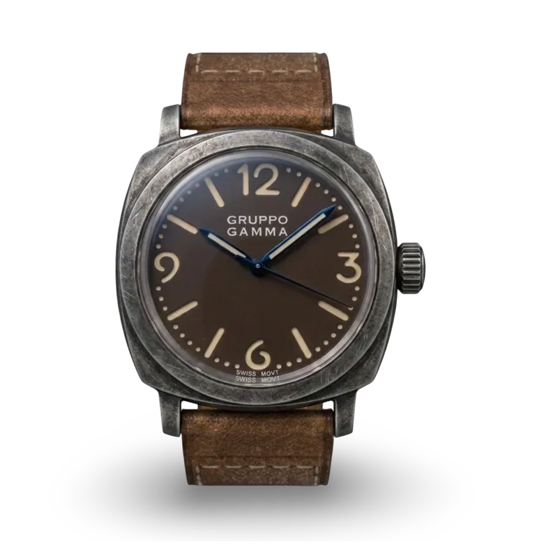 Genesis Aged Steel Automatic Dive Watch, Brown Dial | Gruppo Gamma