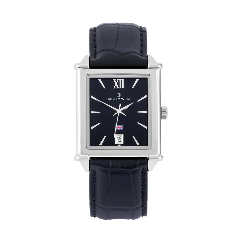 Brit Windsor | Black Face Men's Watch | Black Bamboo Leather Strap