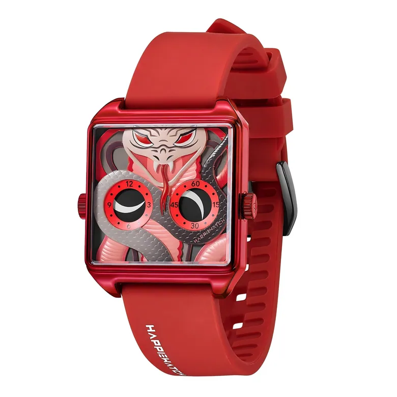 HappieWatch Medusa Crimson Edition – Artistic Snake Watch of Desire &amp; Power
