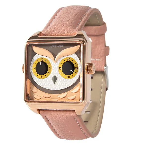 Pink Owl Watch | Soft Power Art Watch – HappieWatch