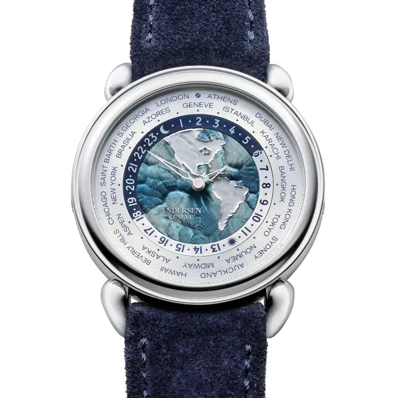 Andersen Genève Communication 45 Platinum Blue Worldtimer