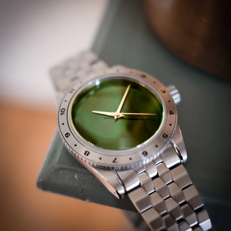 Terra Stone - Malachite Stone Dial Watch with Solid Gold Hands