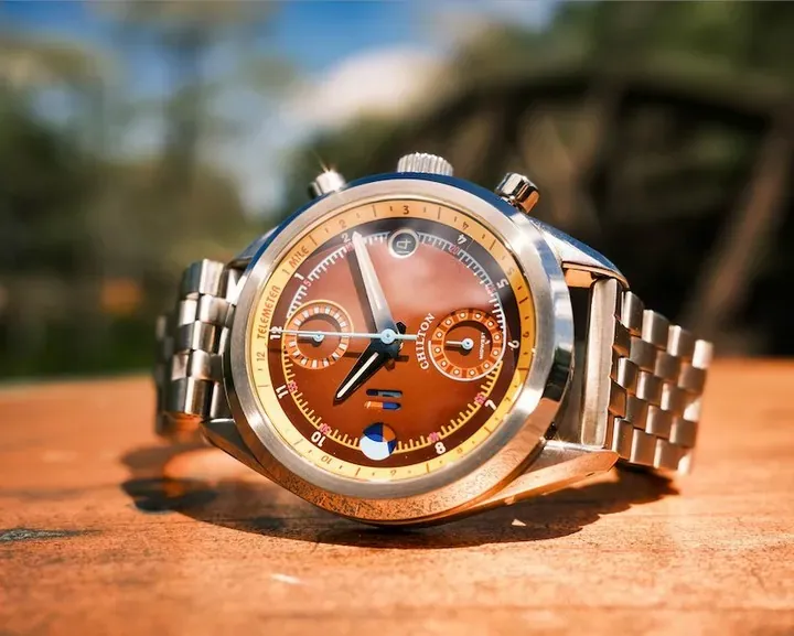 Chilton Flux Chocolate Dial — Rotating Disc Chronograph | Haven Watch Co.