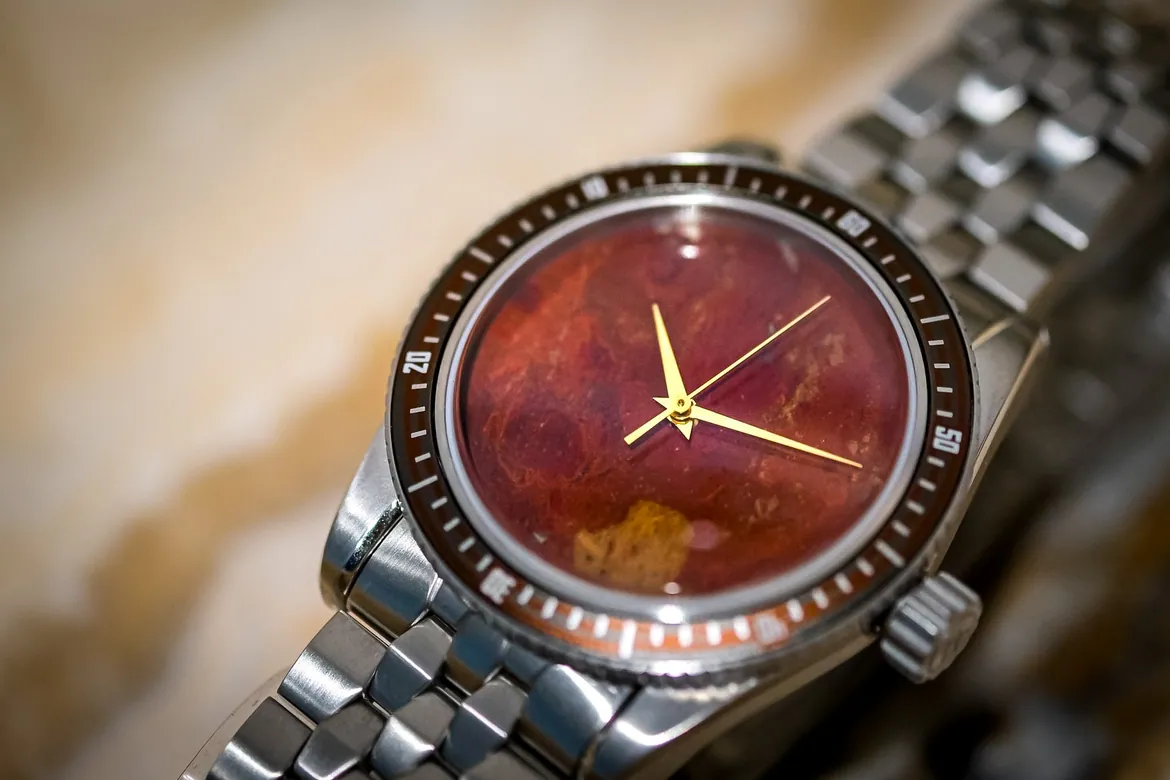 Terra Stone - Lava | Red Jasper Stone Dial Watch with Solid Gold Hands