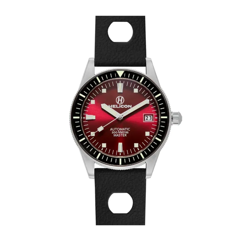 Helicon Master 62 Dive Watch Claret - Black Skin Diver