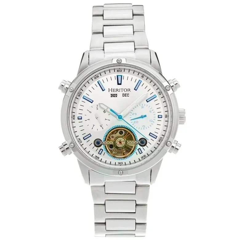 Heritor Automatic Wilhelm Semi-Skeleton Bracelet Watch w/Day/Date