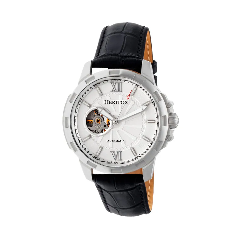 Heritor Automatic Bonavento Semi-Skeleton Leather-Band Watch