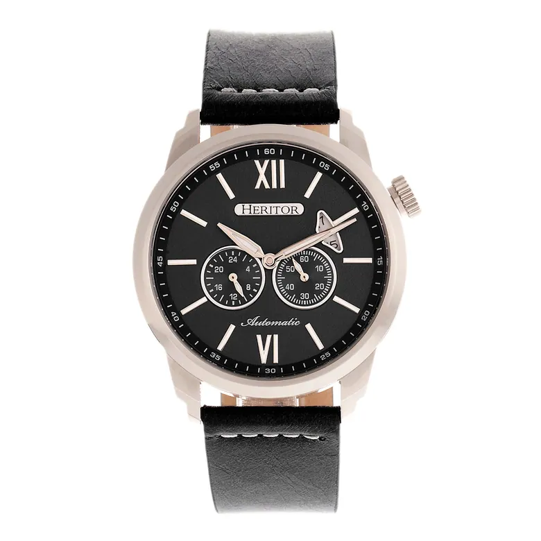 Heritor Automatic Wellington Leather-Band Watch