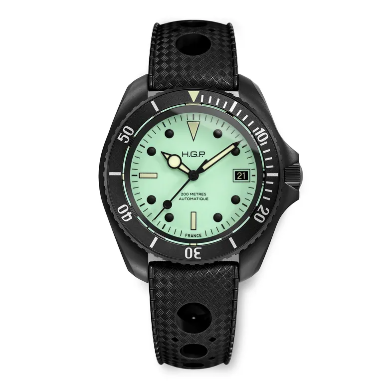 Night Diver 200M Automatic Full-Lume &amp; Black PVD Diving Watch