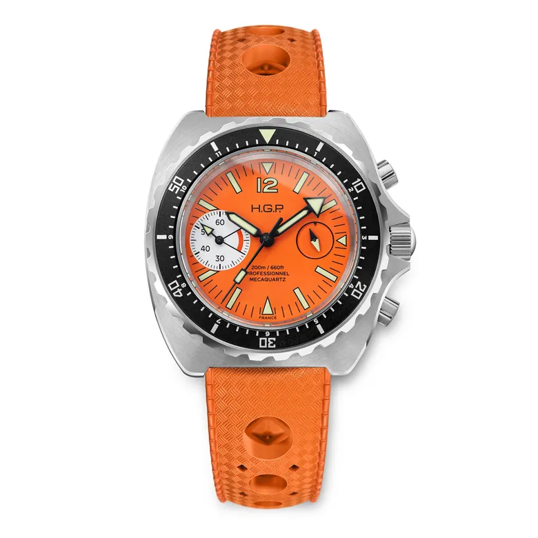 Diver 200M Chrono-Mecaquartz - Orange Dial &amp; White Big-Eye Chronograph