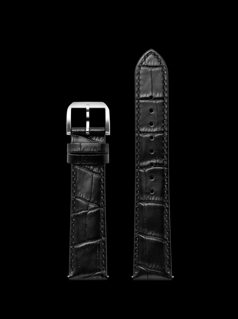 Black Leather Strap - Steel | Sports Watch