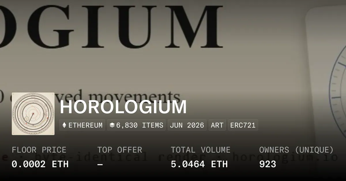 HOROLOGIUM 0.0002 ETH - Collection | OpenSea