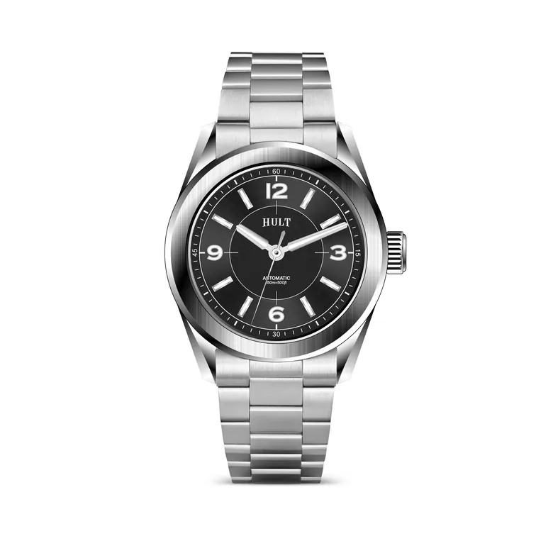 Meridian Black | 37mm Automatic Field Watch | Hult Watch Company