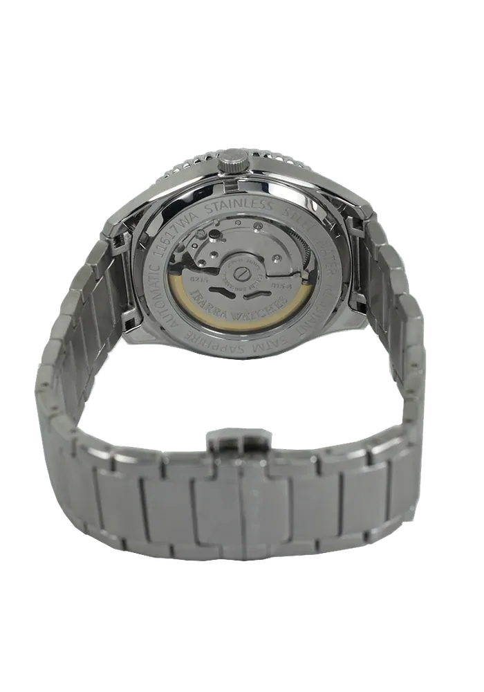 SALVADOR 40MM WORLD TIMER AUTOMATIC STEEL DRESS WATCH (BLACK DIAL)
