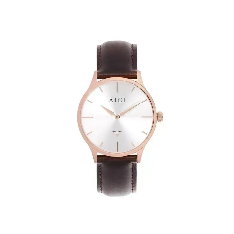 Glacier Rose 36mm Brown Leather Watch