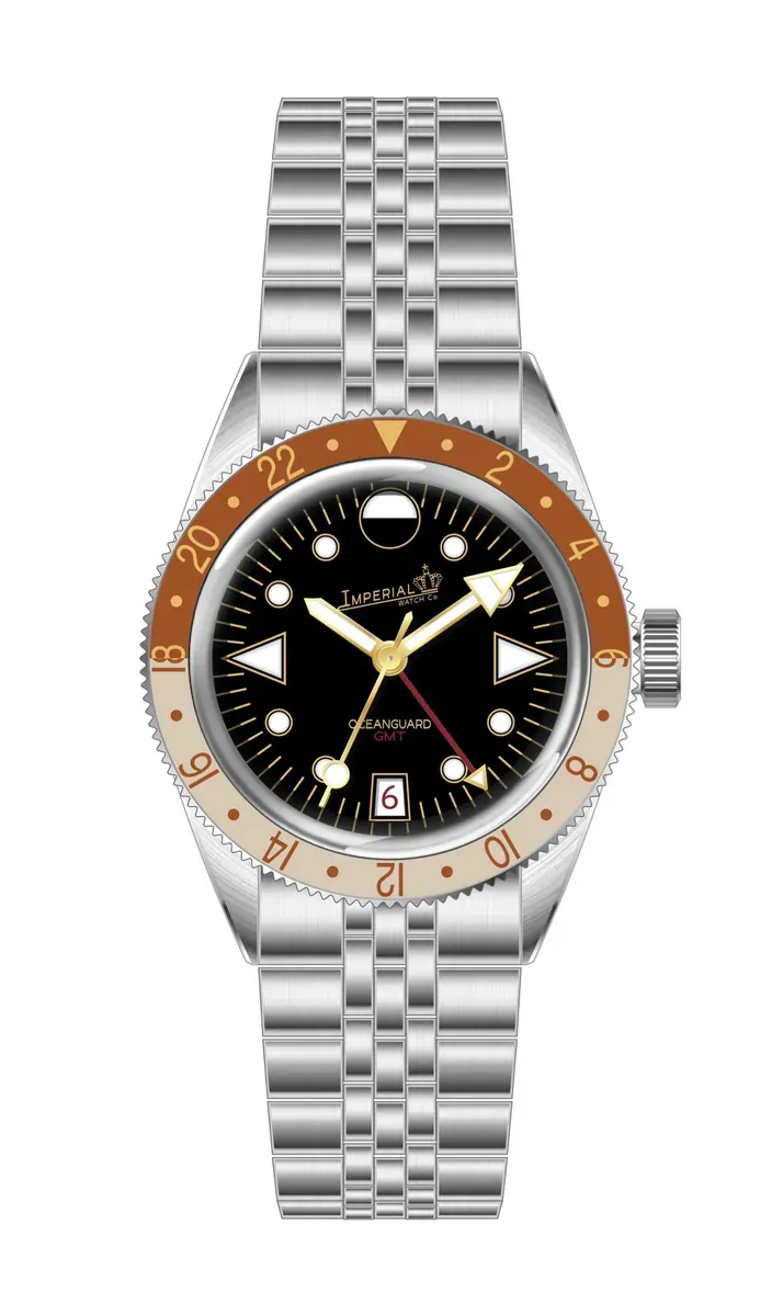 Oceanguard GMT - Jet Black w/ Rootbeer Bezel