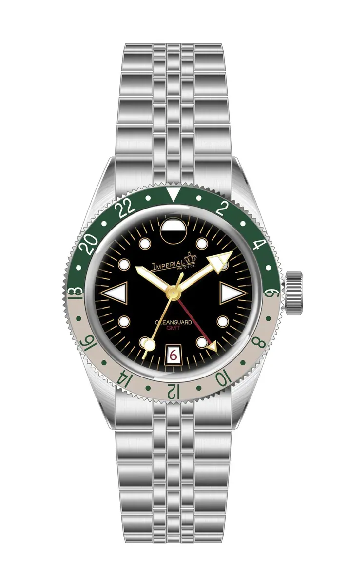 Oceanguard GMT - Jet Black w/ Elmwood and Sand Bezel
