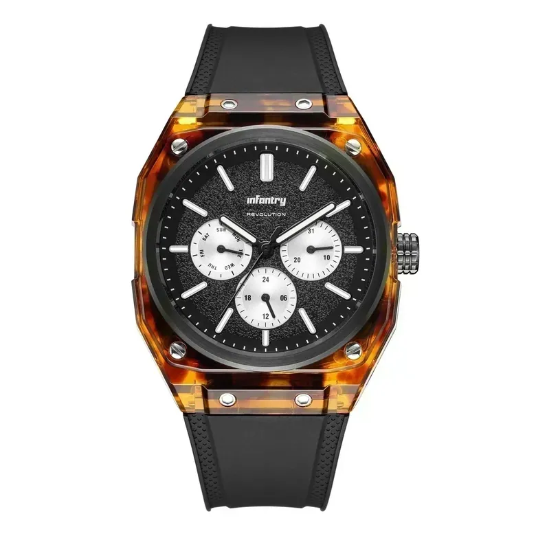 MOD 42 Skyster Tortoiseshell — 42mm Modular Watch in Carbon Fiber Amber Case