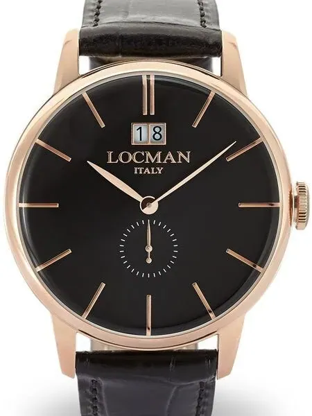 Locman 1960's Collection Big Date Quartz Dress Watch with 41mm Case #0252V09-RGBKRGPK