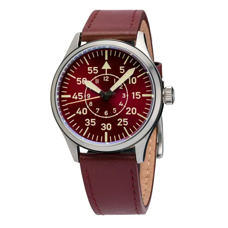 Islander 39mm Automatic Pilot watch with Maroon Dial and Sapphire Crystal #ISL-109