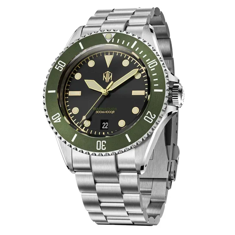 NTH Legends Series Barracuda Vintage Green Dive Watch with Date #WW-NTHL-BVGD