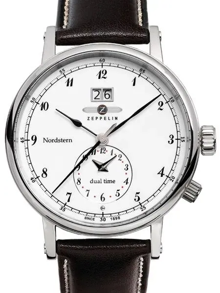 Graf Zeppelin NORDSTERN series, Dual Time Big Date Watch, White Dial #7540-1