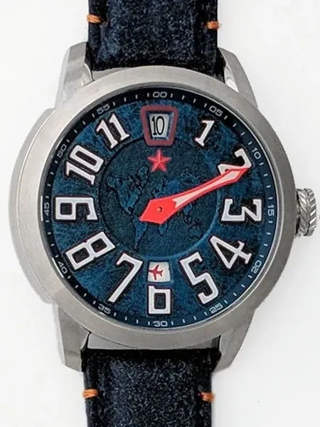 Red Star Jump Hour Automatic Watch AR Sapphire Crystal #8176G-B