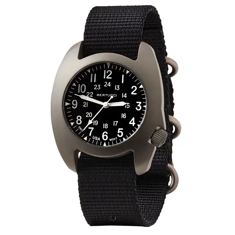 Bertucci D-3T Retroform Epic Field Watch with Black Dial and Black Nylon Strap #17015