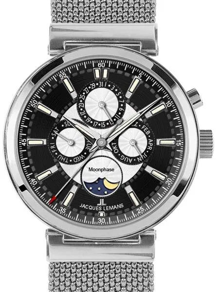 Jacques Lemans Verona Calendar Dress Watch with Moonphase Sub-Dial #1-1698D