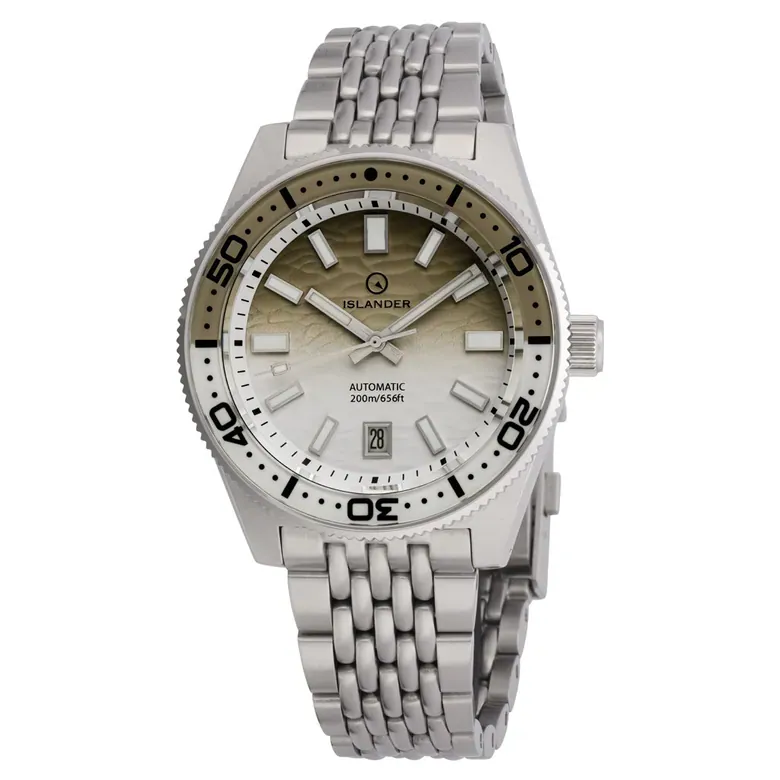 Islander Northport Automatic Dive Watch with Khaki to White Ripple Dial #ISL-361