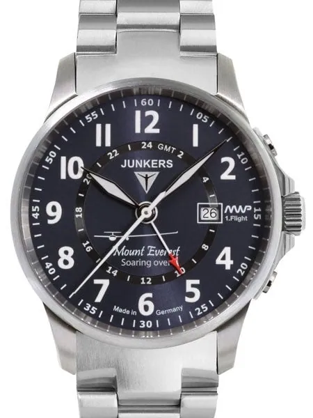 Junkers Mountain Wave Project 40mm Quartz GMT Dual Time Watch #6844M-3