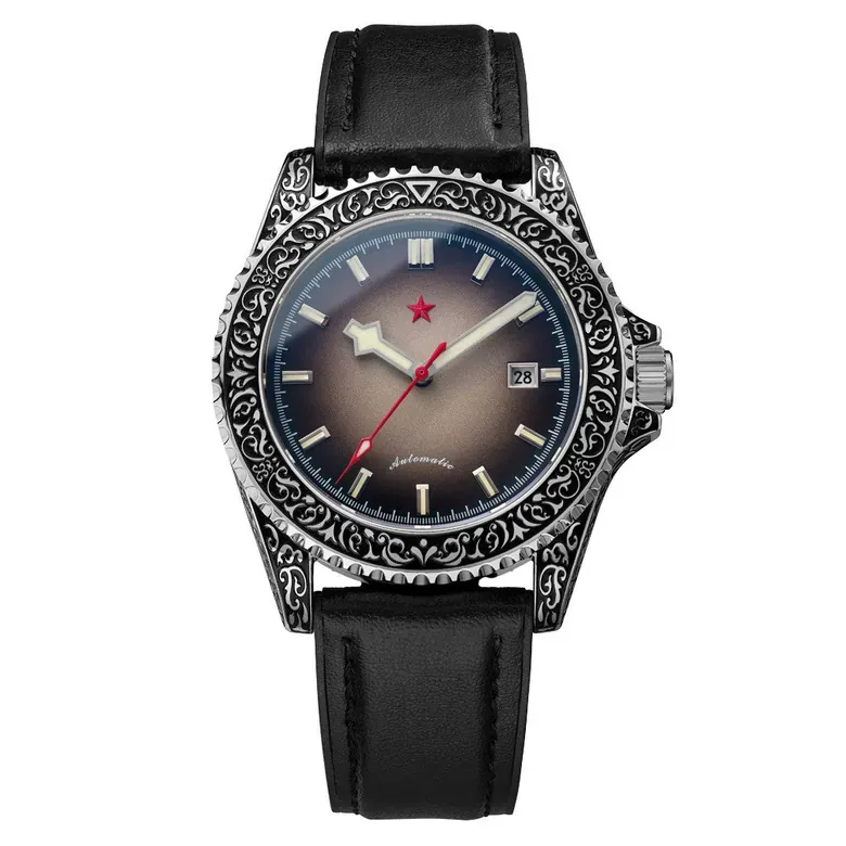 Red Star Artisan Engraved Case Automatic Diver #8912G-A