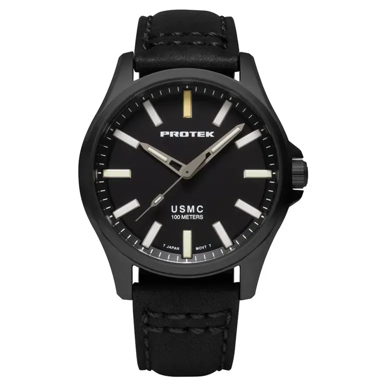 Protek IP Titanium Field Watch 3100 USMC Series with Tritium T100 Tubes and Black Dial #PT3102