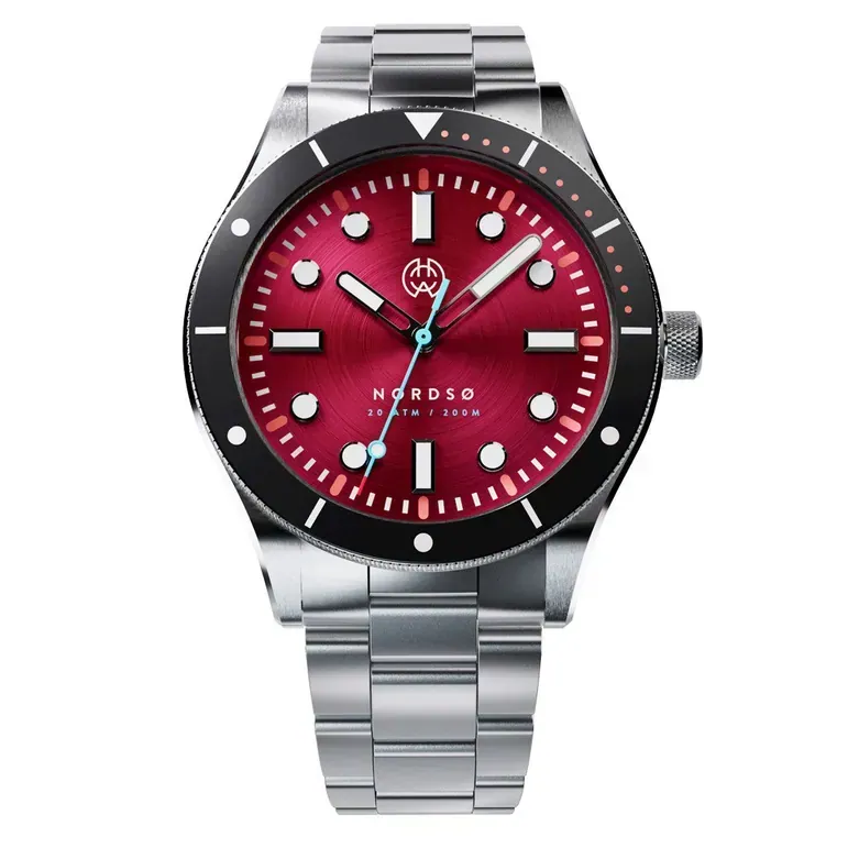 Henry Archer Nordso Automatic Dive Watch with Crimson Red Dial #HAC-NOR-CRI-3LI