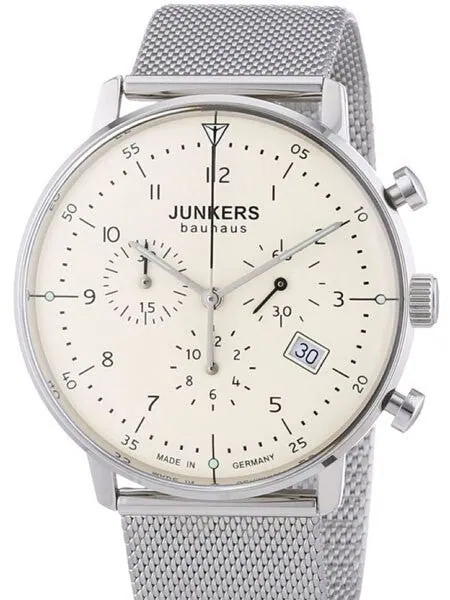 Junkers Bauhaus Quartz Chronograph Watch with Domed Hesalite Crystal #6086M-5