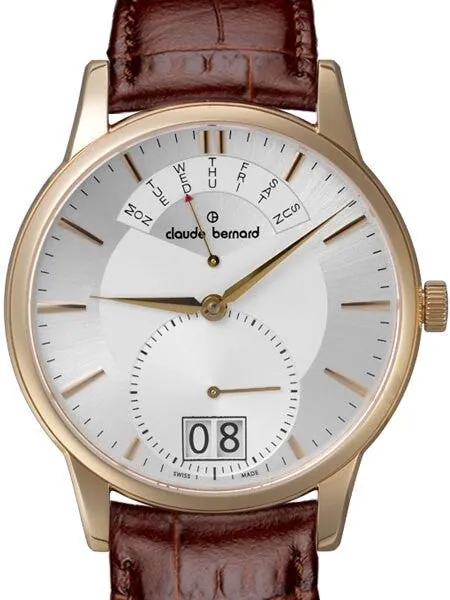 Claude Bernard Unique and Stylish Big Date and Pointer Day Watch #34004-37R-AIR