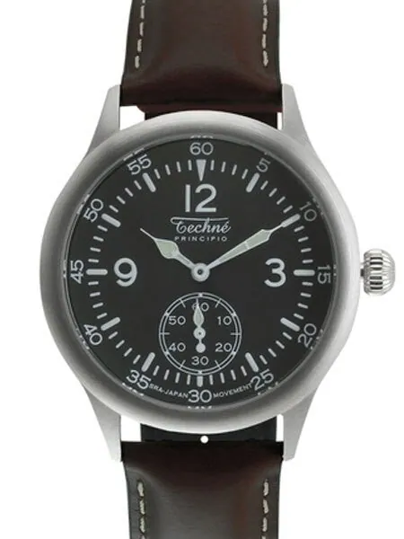 Techne 39.5mm Merlin Quartz Aviator Watch with Onion Crown and Small Seconds #246.061