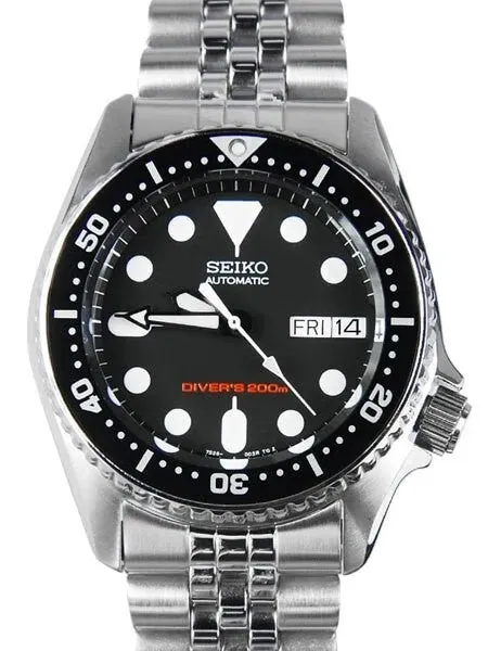 SCRATCH AND DENT - Seiko Black Automatic Dive Watch with Stainless Steel Bracelet #SKX013K2